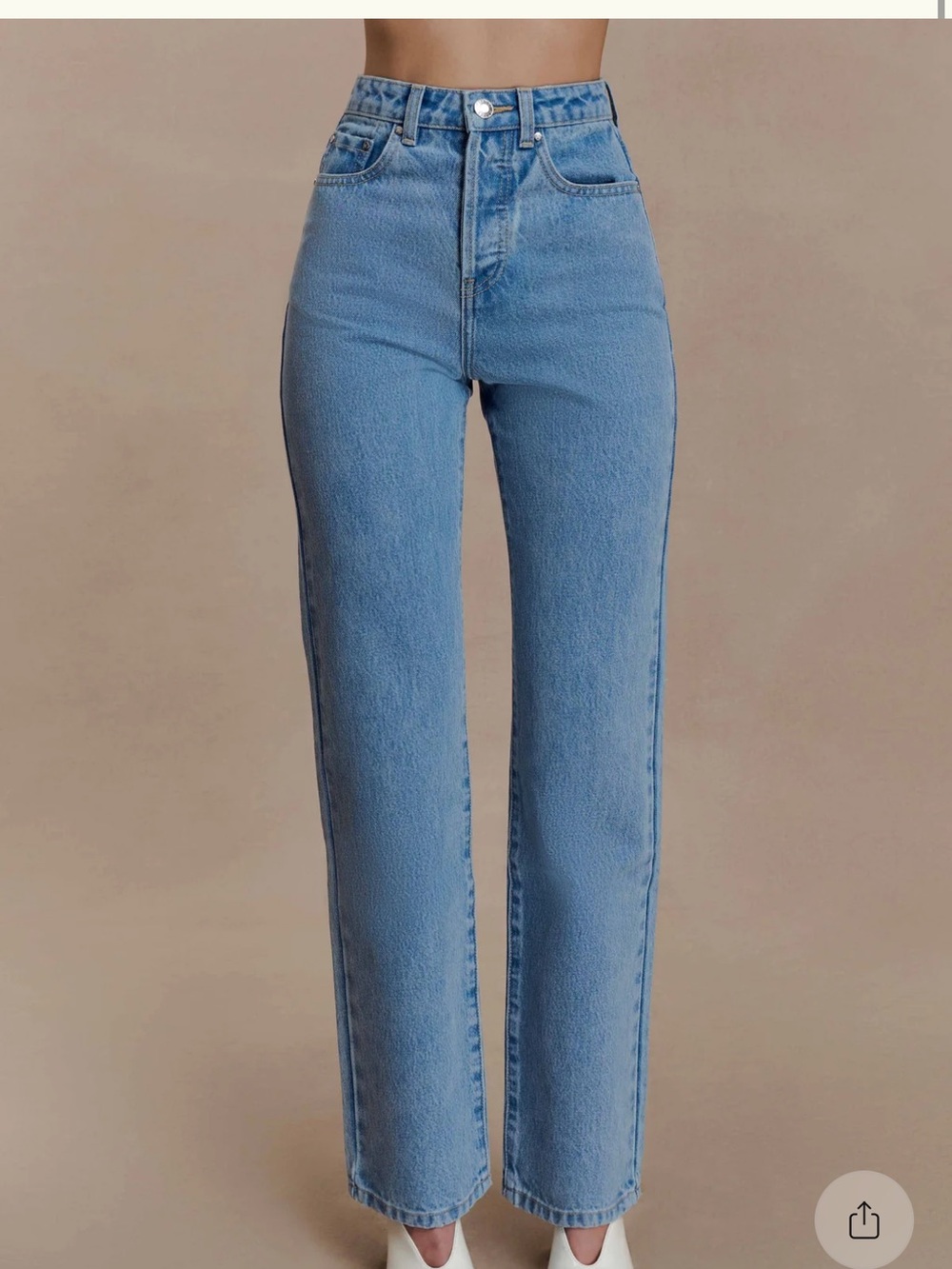 Meshki High-Rise Straight Leg Jeans - Light Blue Denim